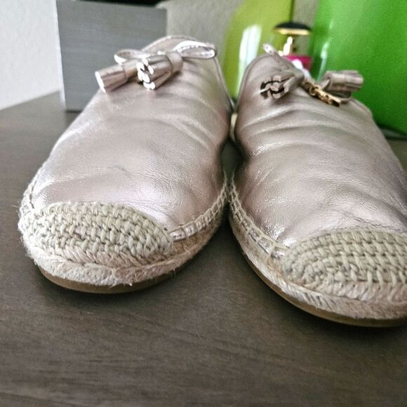 Coach Metallic Leather Mules/Espadrilles with Tassel Bow Accent - Picture 5 of 14